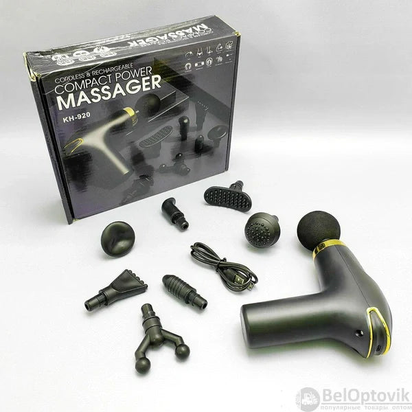 Compact Power Massage Gun – Cordless Rechargeable Deep Tissue Muscle Massager with Multiple Attachments