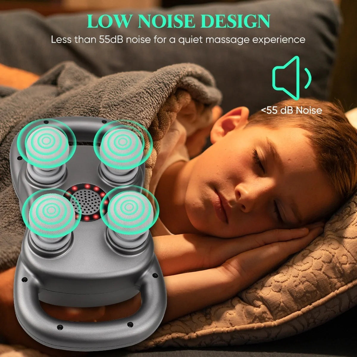 Strong Power Handheld Massage Gun with 4 Massage Heads, Adjustable Intensity & Deep Tissue Relief ā Rechargeable Muscle Massager for Full Body Relaxation