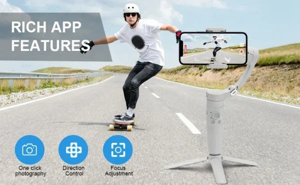 Smartphone Gimbal Stabilizer with Tripod – 3-Axis Anti-Shake Handheld Gimbal, Face Tracking, Vlogging & Live Streaming Stabilizer