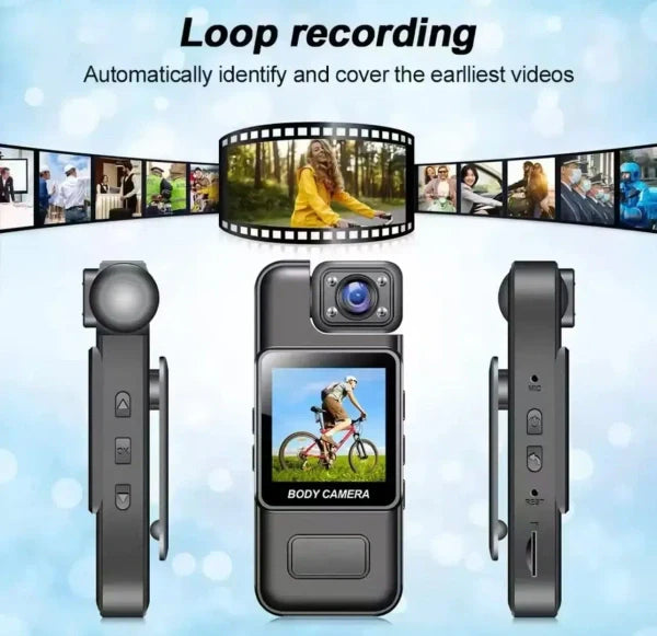 4K Ultra HD WiFi Body Camera with LCD Screen | Night Vision, One-Click Recording, Compact Wearable Action Cam