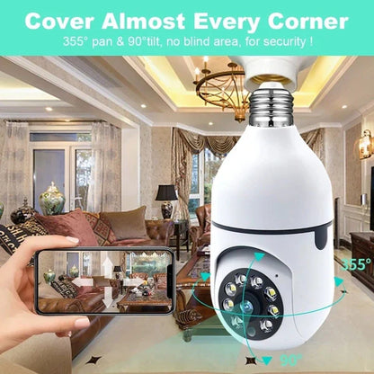 3MP Smart Bulb PTZ Security Camera – 4X Zoom, AI Motion Detection, Night Vision, Two-Way Audio (No SD Card)
