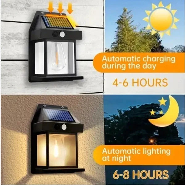 Solar LED Wall Lantern Light with Motion Sensor – Waterproof Outdoor Garden & Porch Light