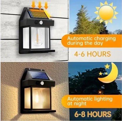 Solar LED Wall Lantern Light with Motion Sensor – Waterproof Outdoor Garden & Porch Light