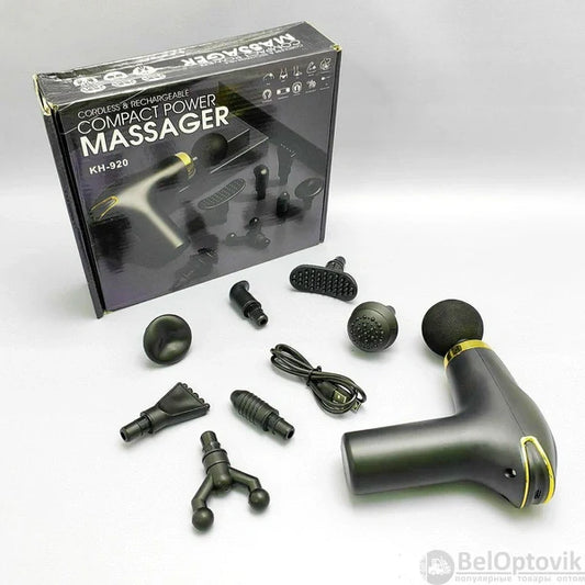 Compact Power Massage Gun – Cordless Rechargeable Deep Tissue Muscle Massager with Multiple Attachments