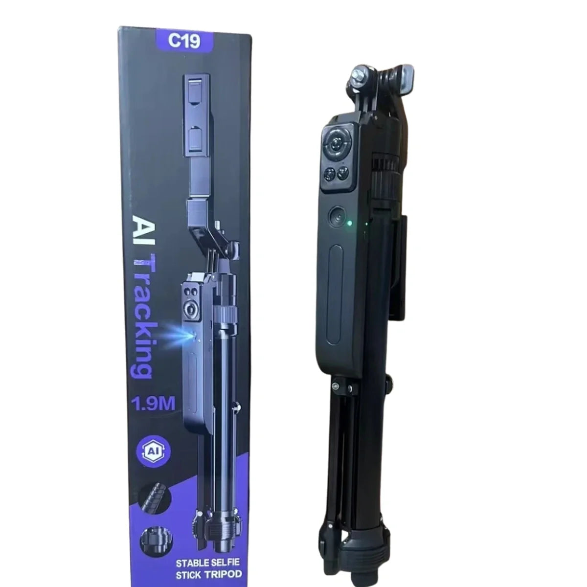 AI Tracking Selfie Stick Tripod with Auto Face Tracking, 1.9M Extendable Height, Wireless Remote & 360° Rotation for Vlogging, Reels, Live Streaming and Video Calls