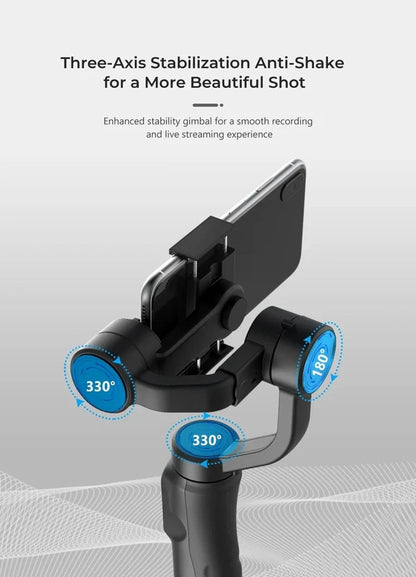 3-Axis Handheld Smartphone Gimbal Stabilizer with Tripod | Auto Face Tracking, 360° Rotation, Vlogging & Live Streaming Gimbal