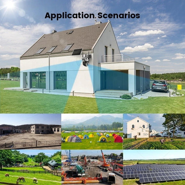 Full HD 4MP Wireless Solar PTZ Camera | Intelligent Solar & 4G LTE Network | Dual Cameras Outdoor Security V380