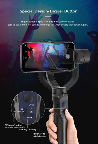 3-Axis Handheld Smartphone Gimbal Stabilizer with Tripod | Auto Face Tracking, 360° Rotation, Vlogging & Live Streaming Gimbal