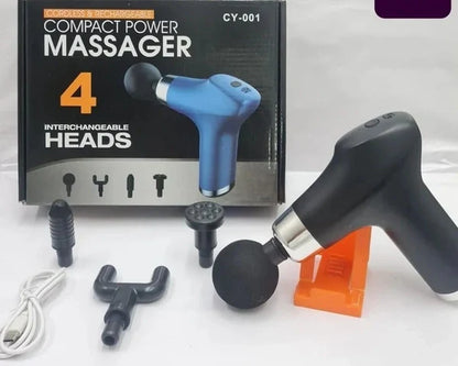Deep Tissue Massage Gun – Handheld Percussion Muscle Massager with Multiple Heads for Pain Relief & Recovery