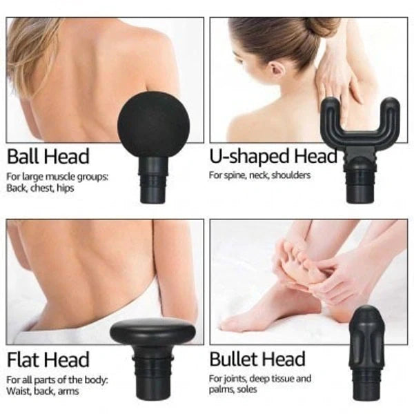 Deep Tissue Massage Gun – Handheld Percussion Muscle Massager with Multiple Heads for Pain Relief & Recovery