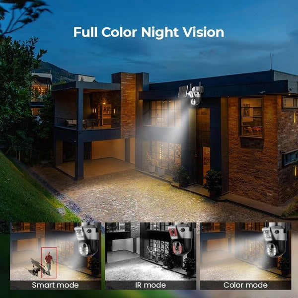Full HD 4MP Wireless Solar PTZ Camera | Intelligent Solar & 4G LTE Network | Dual Cameras Outdoor Security V380