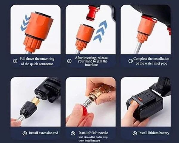 Cordless High-Pressure Car Washer Gun with Double Battery | Portable Power Jet Washer for Car, Bike, Garden & Home Cleaning