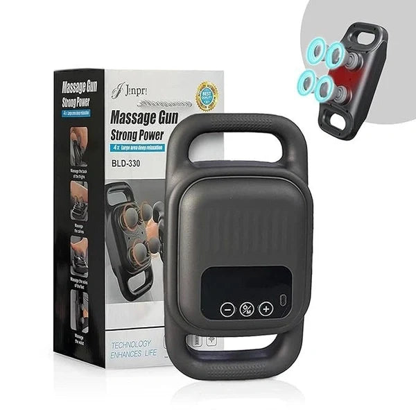 Strong Power Handheld Massage Gun with 4 Massage Heads, Adjustable Intensity & Deep Tissue Relief – Rechargeable Muscle Massager for Full Body Relaxation