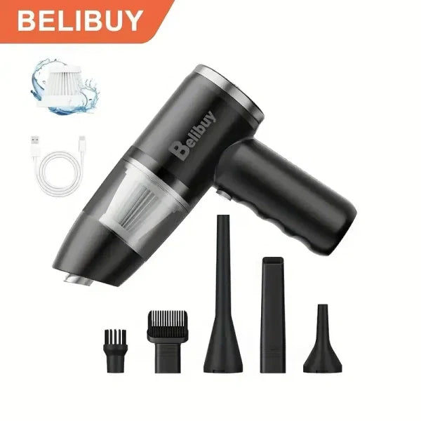 BELIBUY Portable Rechargeable Handheld Vacuum Cleaner | High Suction Mini Vacuum with Multiple Nozzles for Car, Home & Office Cleaning