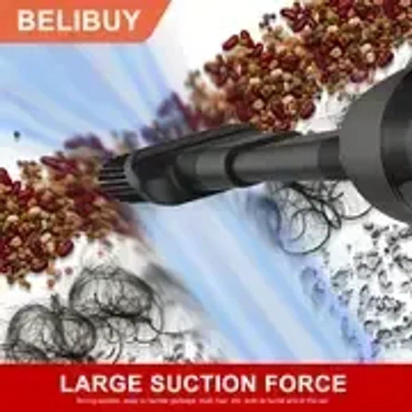 BELIBUY Portable Rechargeable Handheld Vacuum Cleaner | High Suction Mini Vacuum with Multiple Nozzles for Car, Home & Office Cleaning