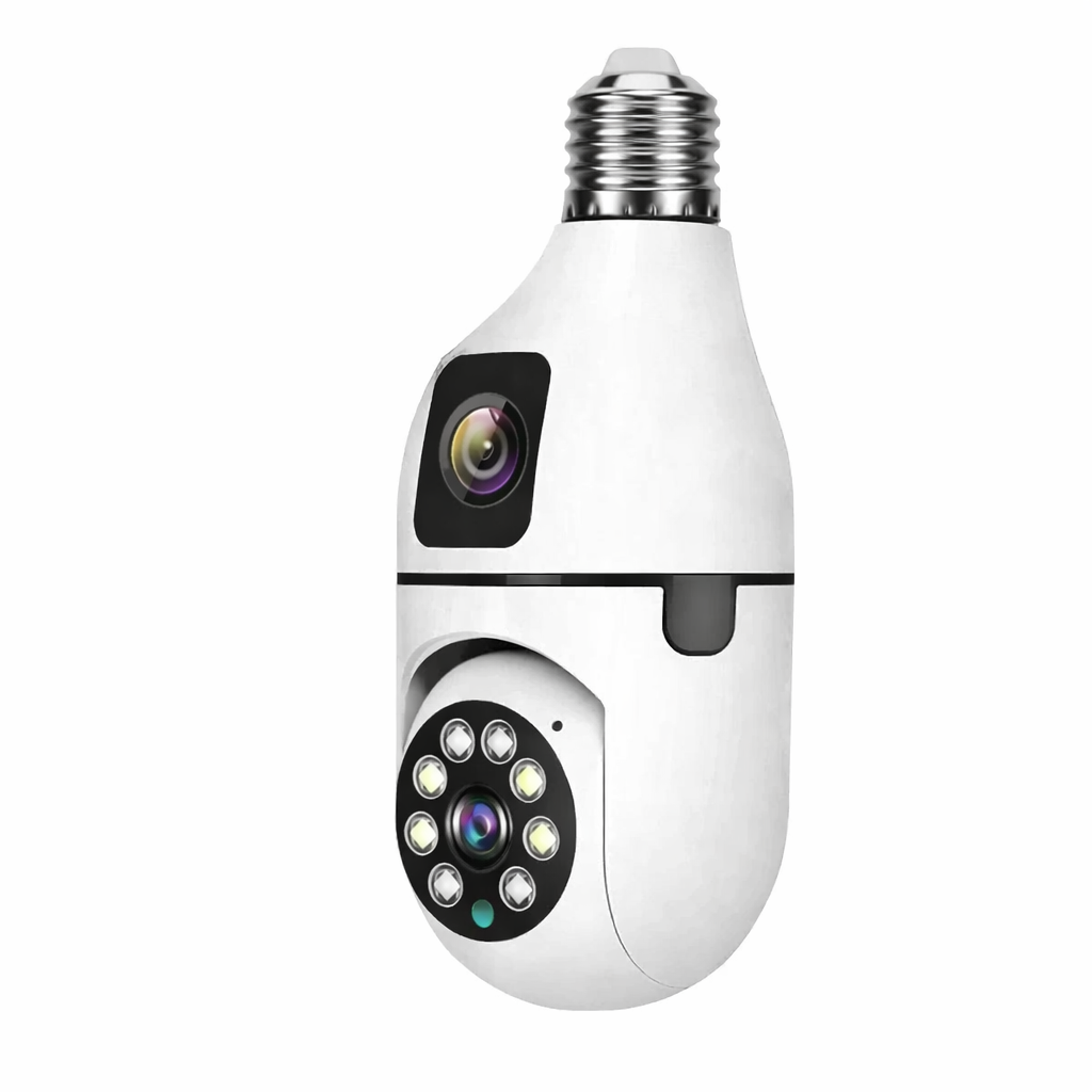 360° Dual-Lens Smart Light Bulb Security Camera – 2MP Ultra HD, WiFi Surveillance, Motion Detection, Two-Way Audio, Night Vision