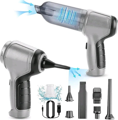 Cordless Handheld Vacuum Cleaner & Air Duster – Rechargeable Portable Cleaner with Multiple Nozzle Attachments