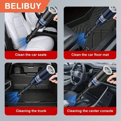 BELIBUY Portable Rechargeable Handheld Vacuum Cleaner | High Suction Mini Vacuum with Multiple Nozzles for Car, Home & Office Cleaning