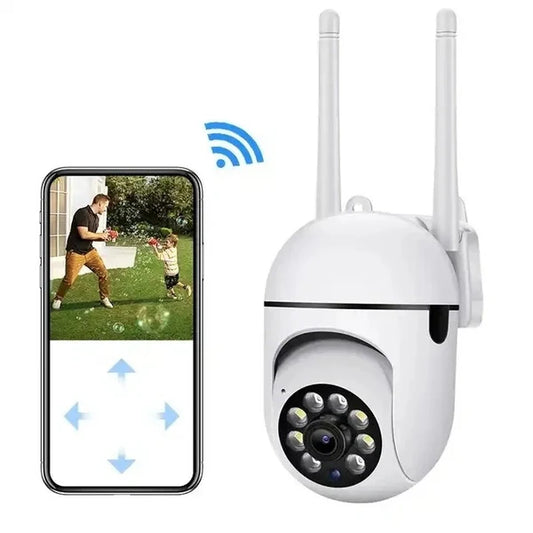 Smart Outdoor WiFi PTZ Security Camera – 360° Pan & Tilt, Dual Antenna, Night Vision, Two-Way Audio, Mobile App Control