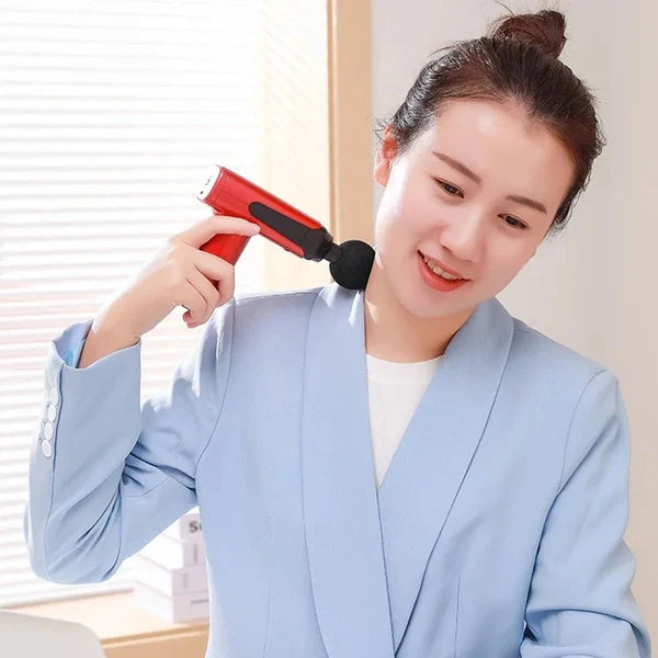 Rechargeable Percussion Massage Gun with 6 Interchangeable Heads | Deep Tissue Muscle Massager for Pain Relief, Recovery & Relaxation