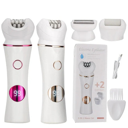 3-in-1 Rechargeable Electric Epilator & Shaver with Digital Display – Cordless Hair Removal Device for Women