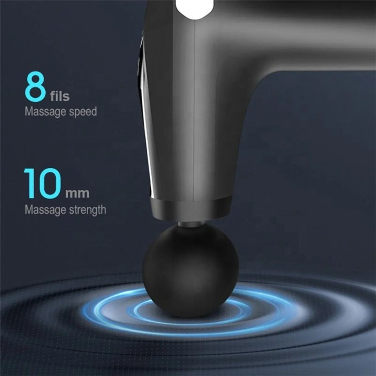Rechargeable Percussive Massage Gun with Ergonomic Handle – 4-Speed Deep Tissue Muscle Massager for Back, Neck, Shoulder & Full Body Pain Relief with Interchangeable Heads