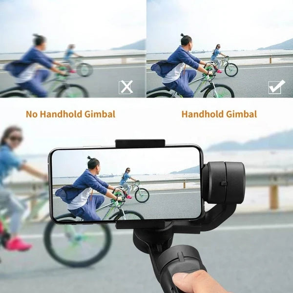 3-Axis Handheld Smartphone Gimbal Stabilizer with Tripod | 360° Rotation, Portrait & Landscape Mode, Vlogging & Live Streaming Gimbal