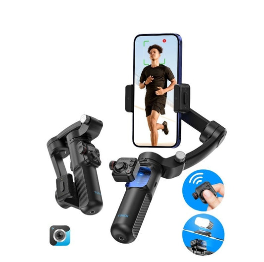 AI Face & Object Tracking Smartphone Gimbal Stabilizer with Wireless Remote – 3-Axis Foldable Handheld Gimbal for Vlogging, Sports & Live Streaming