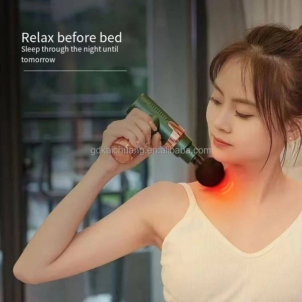 Electric Massage Gun with Heat Therapy | Deep Muscle Relaxation & Pain Relief Massager for Neck, Shoulder & Body