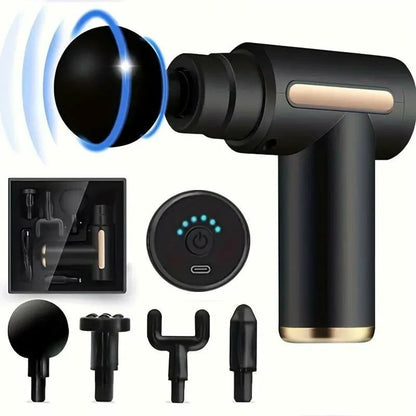 Portable Percussive Massage Gun with Multiple Attachments – Rechargeable Deep Tissue Muscle Massager for Pain Relief & Recovery