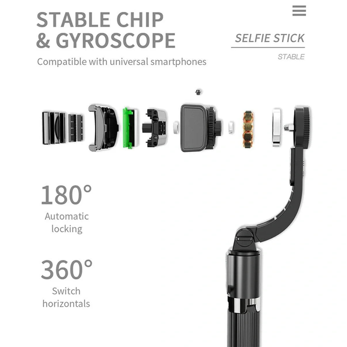 L08 Smartphone Gimbal Stabilizer with Selfie Stick & Tripod – Smart Anti-Shake Handheld Mobile Stabilizer for Smooth Video Recording