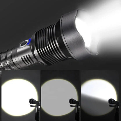 High-Power LED Flashlight Torch – XHP70 Super Bright Rechargeable Flashlight with Multiple Lighting Modes
