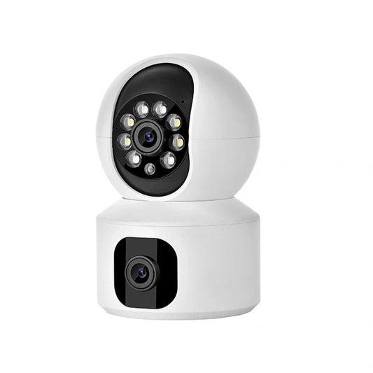 Dual-Lens Smart PTZ Security Camera – 360° Pan & Tilt Indoor WiFi Camera with Night Vision, Motion Tracking & Two-Way Audio