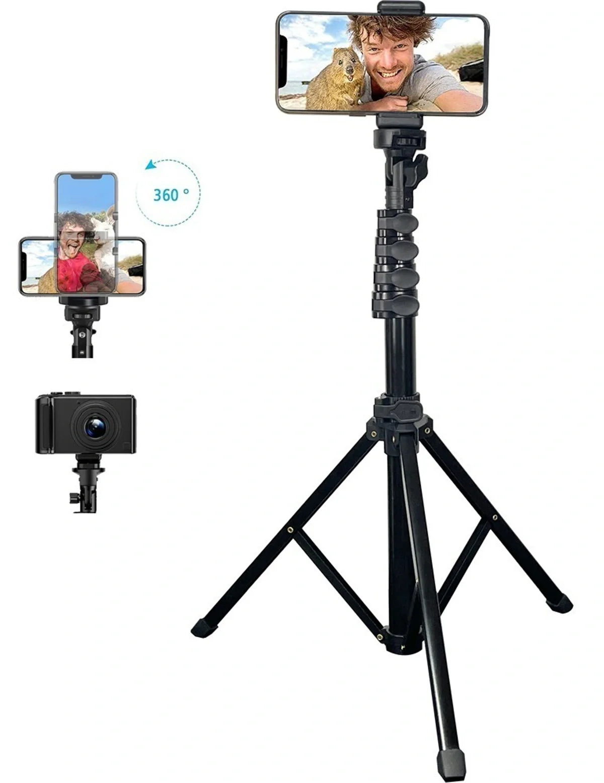 Adjustable Portable Camera Monopod with Foldable Support Legs – Lightweight Video & Photography Stand for DSLR, Action Camera & Smartphone