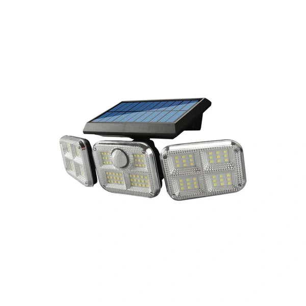 Solar Powered LED Motion Sensor Wall Light with Triple Adjustable Panels | Outdoor Waterproof Security Light