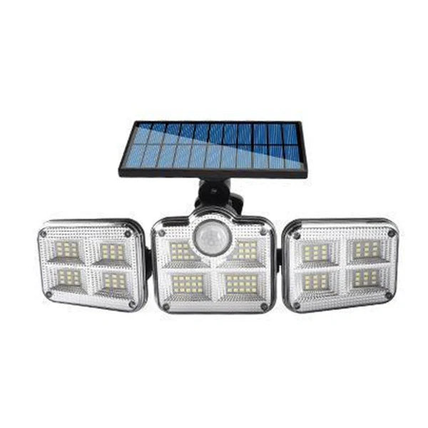 Solar Powered LED Motion Sensor Wall Light with Triple Adjustable Panels | Outdoor Waterproof Security Light