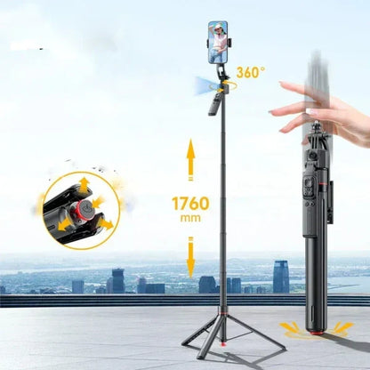 TT07 AI Tracking Gimbal Selfie Stick with Tripod | Auto Face Tracking, Detachable Phone Clip, Extendable Stabilized Selfie Stick for Vlogging & Live Streaming