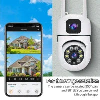 Smart WiFi PTZ Security Camera – 360° Pan & Tilt, Dual Antenna, Night Vision, Two-Way Audio