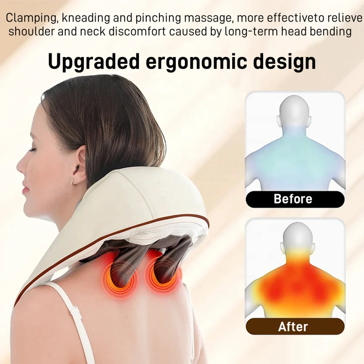 Electric Neck & Shoulder Shiatsu Massager with Heat and Adjustable Straps