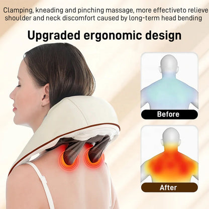 Electric Neck & Shoulder Shiatsu Massager with Heat and Adjustable Straps