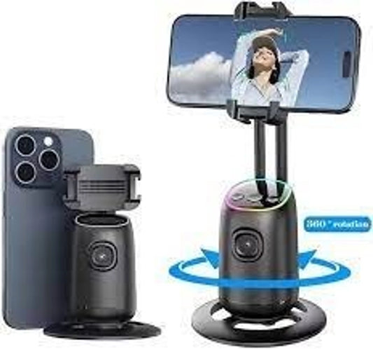 AI Auto Face Tracking Smartphone Stand with 360° Rotation – Smart Hands-Free Phone Holder for Video Recording, Live Streaming & Video Calls
