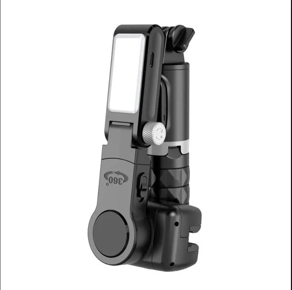 360° Rotating Smartphone Gimbal Selfie Stick with Built-in LED Light & Tripod – Foldable Portable Video Stabilizer for Vlogging, Reels & Live Streaming