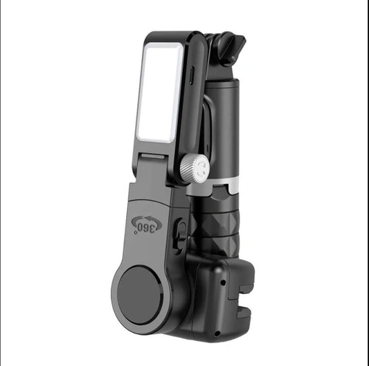 360° Rotating Smartphone Gimbal Selfie Stick with Built-in LED Light & Tripod – Foldable Portable Video Stabilizer for Vlogging, Reels & Live Streaming