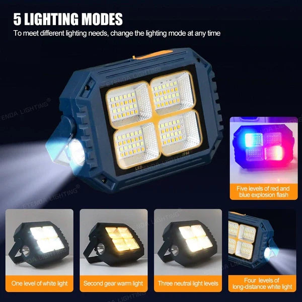 Portable High-Brightness LED Work Light with Multiple Lighting Modes | Rechargeable Waterproof Emergency Flood Light