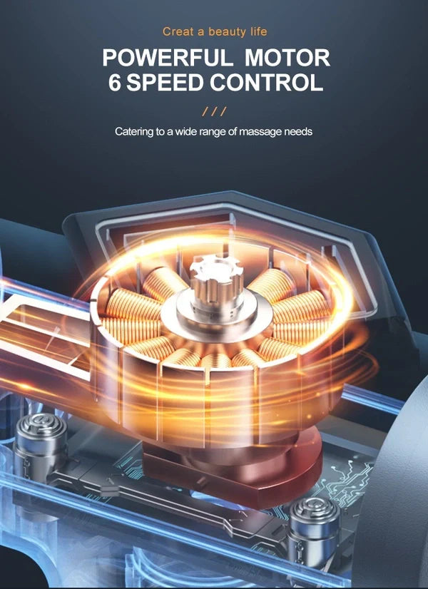 Handheld Percussion Massage Gun – Deep Tissue Muscle Massager with Multiple Heads & Rechargeable Battery