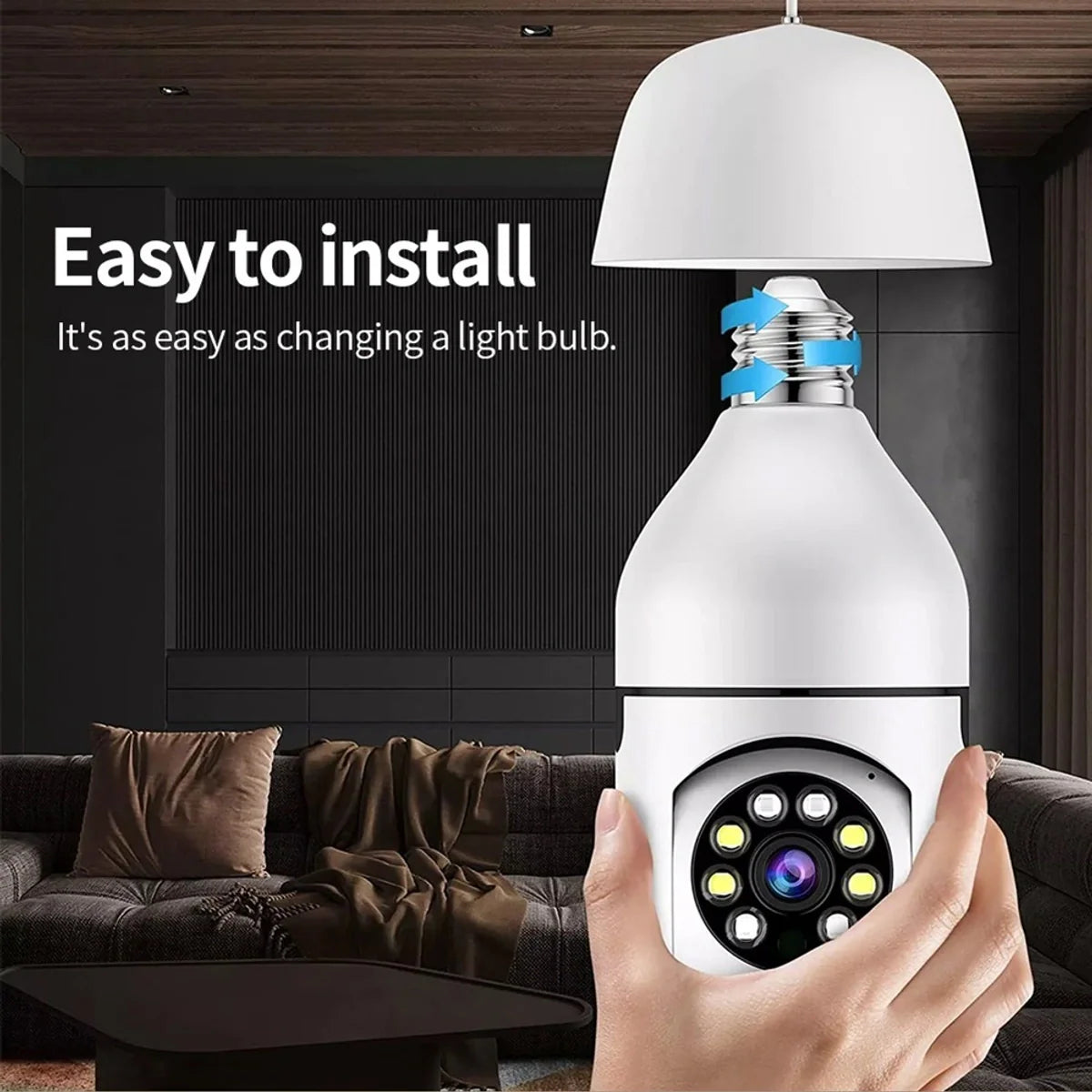 3MP Smart Bulb PTZ Security Camera – 4X Zoom, AI Motion Detection, Night Vision, Two-Way Audio (No SD Card)