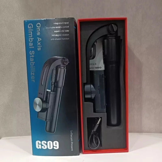 GS09 One-Axis Smartphone Gimbal Stabilizer with Integrated Tripod & Remote Control – Foldable Handheld Anti-Shake Gimbal for Smooth Mobile Videos